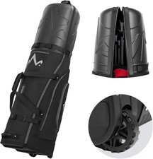 Golf Travel Bag for Airlines with Wheels, PC Hard Case Top Deep Black