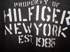 Designer Shirt, Tommy Hilfiger Dark Gray Long Sleeve T-Shirt, "Property Of"