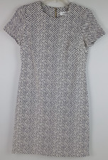Calvin Klein Womens 2 Black White Striped Short Sleeved Form Fitted Sheath Dress