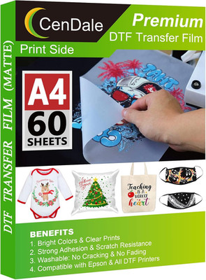 DTF Transfer Film - A4(8.3'' X 11.7'') 60 Sheets Double-Sided Matte DTF Film for S