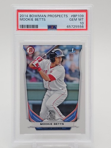 MOOKIE BETTS 2014 BOWMAN 1ST BASEBALL BASE #BP109 BOSTON RED SOX PSA 10 Q7689-6