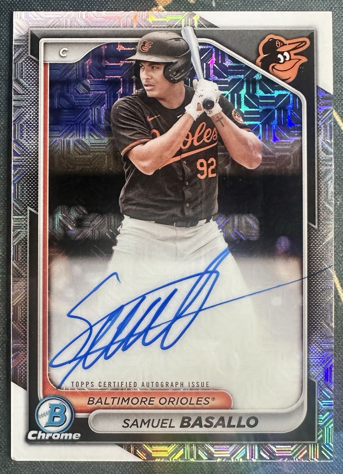 Topps 2024 Bowman Chrome Mojo Refractor Auto Samuel Basallo Orioles #BMA-SB