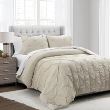 Ravello Pintuck Comforter Set Bed In A Bag - 7 Piece Reversible Comforter Wit...