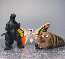 Mothra Larva, Adult, and Godzilla Figures 3-Piece Set