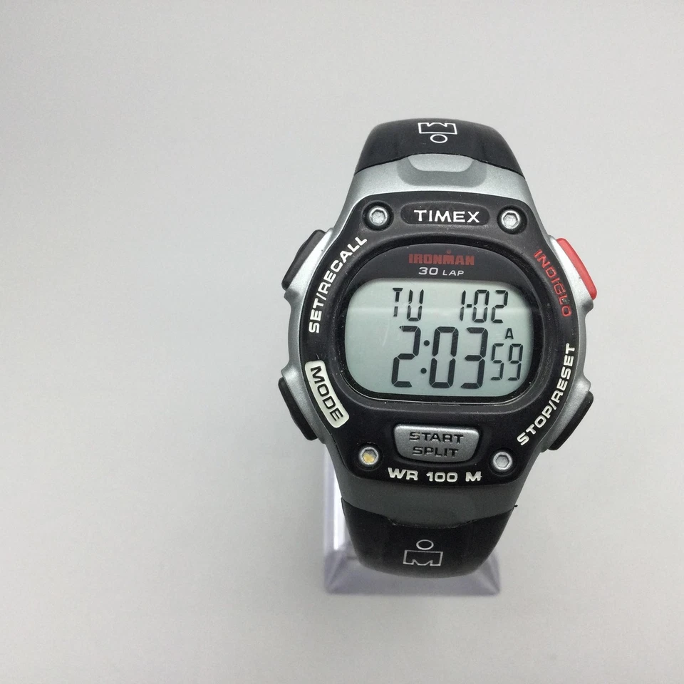Timex Ironman 30-Lap Digital Watch Women 34mm Indiglo Black Gray New Battery - Image 2 of 4