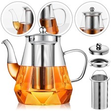 1L Teekanne Glas mit Sieb Edelstahl Filter Tee Bereiter Kanne Zubereiter Set