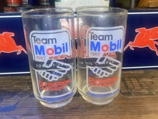 1987 Team Mobil 30th Dealer Convention Gas Station  Glasses RARE Sign Motor Oil