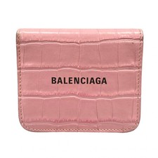 BALENCIAGA - 594216 Pink Leather Bifold Wallet