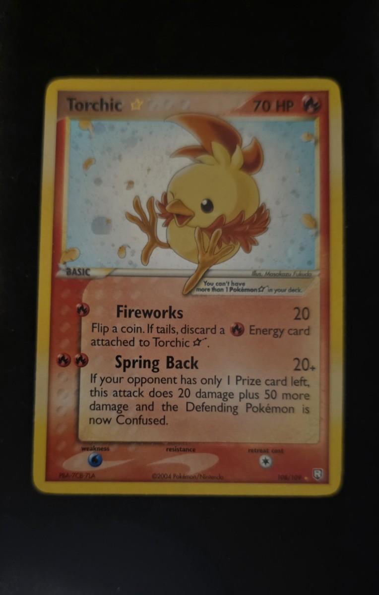 Pokemon Torchic Gold Star Holo Card 108/109 NM- / LP+ *SWIRLED UP*