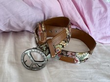 Peace Symbol Buckle Belt Hippie Boho Medium 31-35