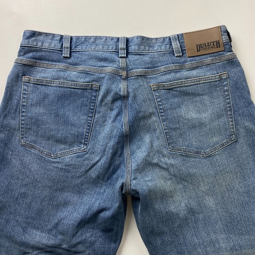 Pantalones de mezclilla Duluth Flex para hombre 38x28 calce relajado azul algodón elástico - Imagen 9 de 16