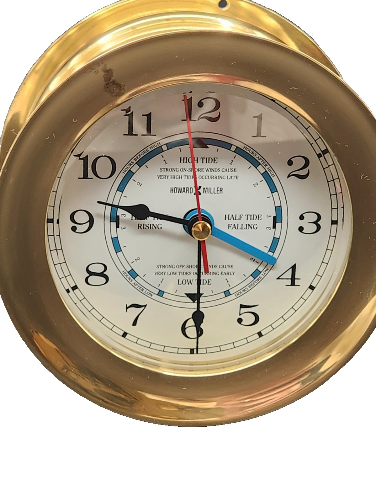Brass Tide Time Clock Nautical Marine Howard Miller Wall Clock Works - Vintage