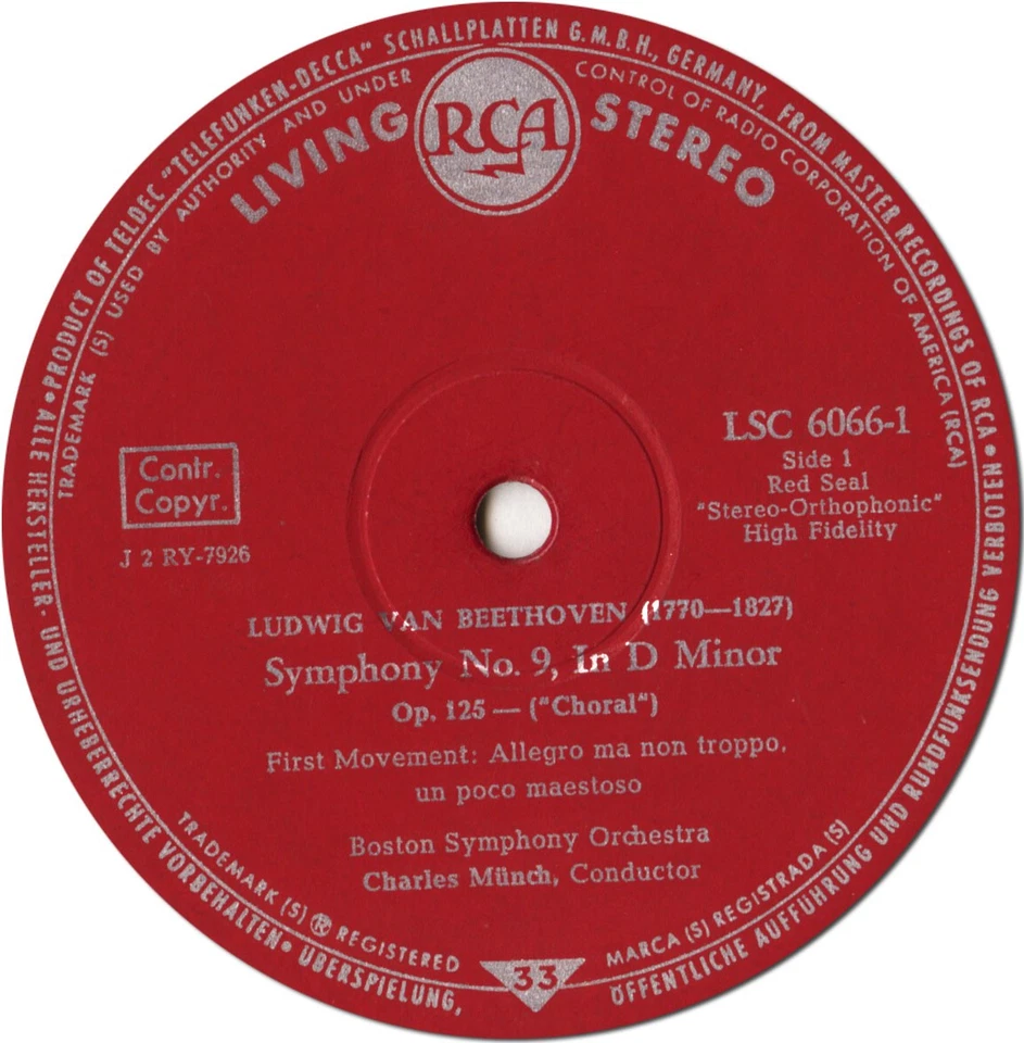 BEETHOVEN Symphonies 8 & 9 MUNCH Boston SO 2LP RCA LSC-6066 German Early Press - Image 3 of 3