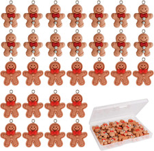 Gingerbread Man Charms, 40PCS Mini Gingerbread Men Pendants Resin Charm Gingerb