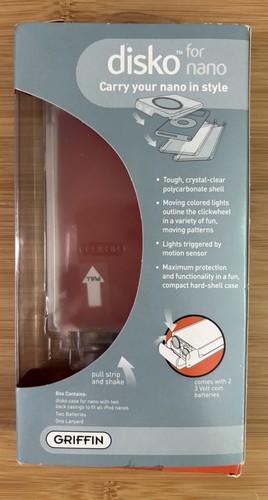 NOS Griffin Silver Disko Case For All iPod Nanos Motion-Activated Lights - Picture 2 of 2
