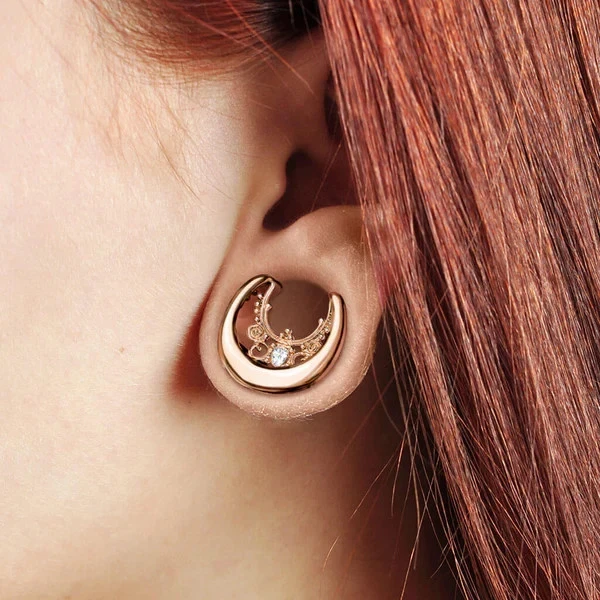 Tunnel Per Orecchie In Argento Con Zirconia Per Donne Plug Tunnel Flessibile - Immagine 2 di 2