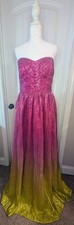 Dress the Population Size S Pink/Yellow Gradient Sequin Strapless Maxi. NWT