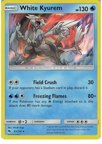White Kyurem 63/214 Holo Rare Lost Thunder Pokemon LP