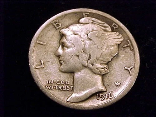 1916-P Mercury Dime, VG nearly Fine Grade, with a ROTATED REVERSE