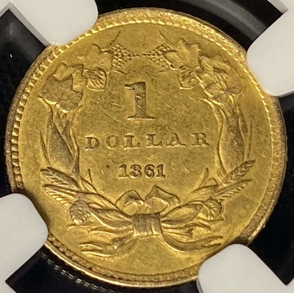 1861 GOLD $1 United States Civil War Indian Head G$1 One Dollar Coin, NGC AU - Image 2 of 4