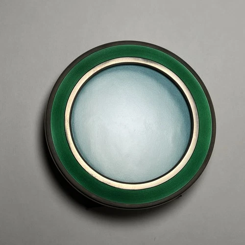 Vintage Tiffany & Co Sterling Silver Photo Picture Fram Green Enamel Art Deco