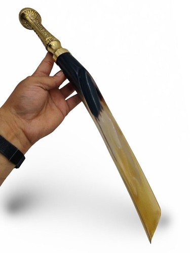 Shoe Horn Made with Real Horn Handmade. Easy Grip Long Brass handle Shoehorn ... - Picture 3 of 8