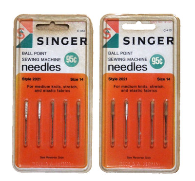 SINGER Ball Point Sewing Machine Needles Style 2021 - Set of 2 - Size 14