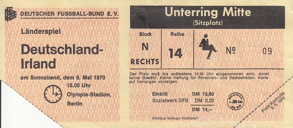 Orig. Ticket DDR Chile Länderspiel 22.6.1969 DDR Eintrittskarte