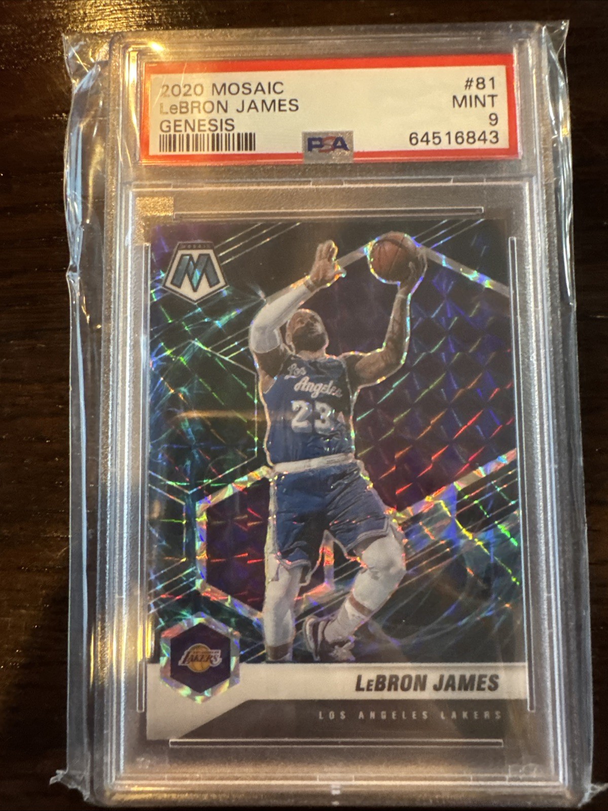 2020-21 Panini Mosaic LeBron James #81 Genesis PSA9