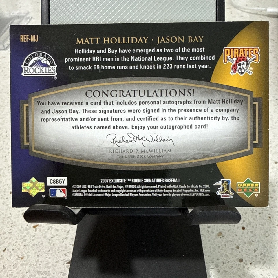 Upper Deck Reflections 2007 Matt Holliday/Jason Bay Autos/20 Rockies-Pirates Foto 4 de 4