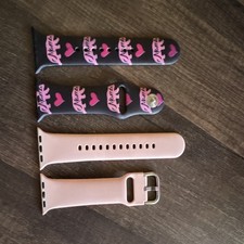Silicone Strap Set for Apple Watch - Black  Pink bands - pre owned 38MM