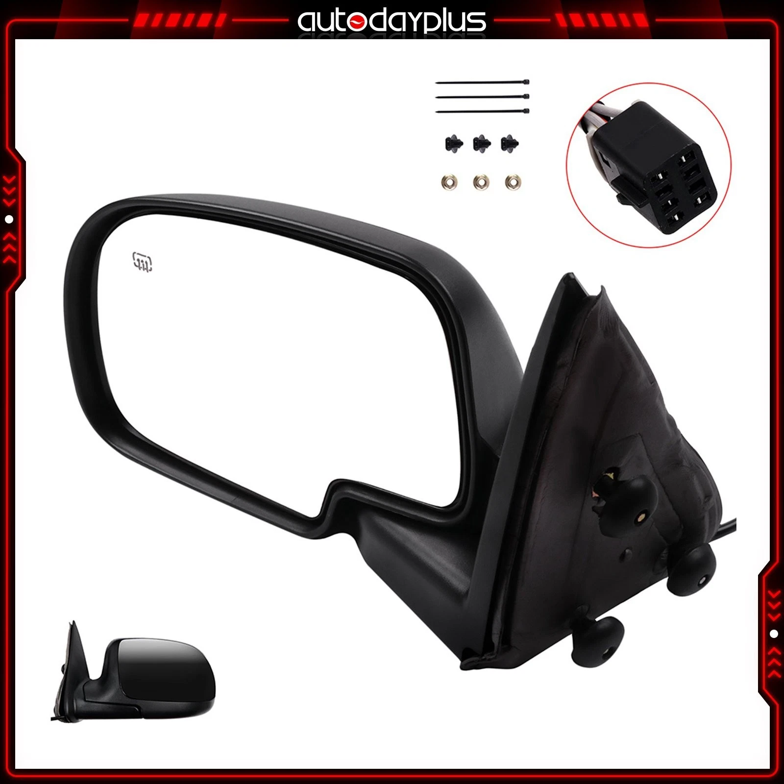 Left Driver Side Power Heated Manual Fold Mirror For 2000-2002 Chevy GMC Black