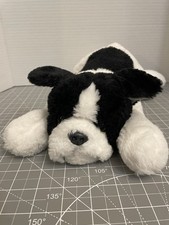 FAO Schwarz French Bulldog Puppy Black White Stuffed Dog Animal 14" Plush