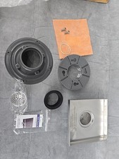 Neodrain 6-Inch Square Shower Drain Brushed Central Vertical Outlet - No Grate