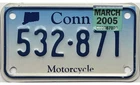 *99 CENT SALE*  2005 Connecticut MOTORCYCLE License Plate #532-871 No Reserve