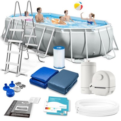 INTEX Prism Frame Oval Set Frame Pool mit Filterpumpe 503x274x122