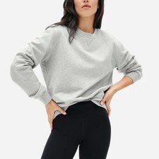 Everlane French Terry Crewneck Sweatshirt Light Gray XS Raglan Sleeve Cotton