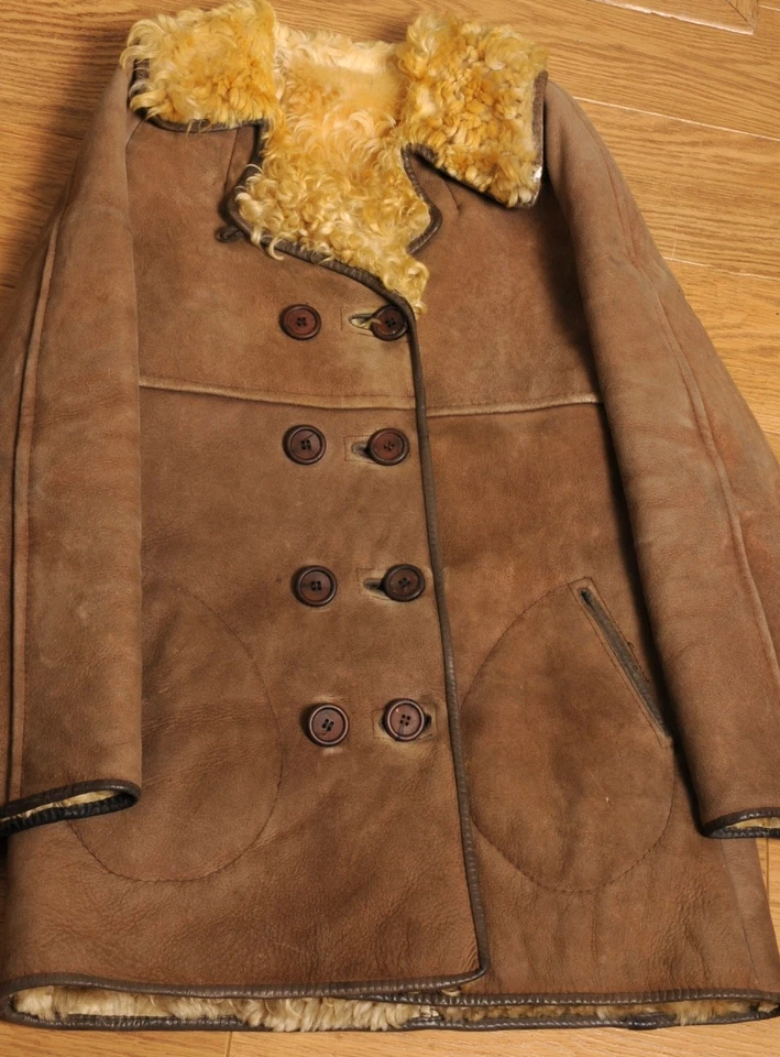 Vintage Mens 70's Antartex Super Curly Shearling Lambskin Coat Size Small -Med - Image 2 of 4