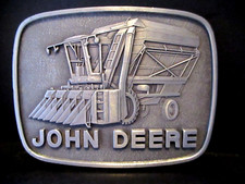 John Deere Four-Row Cotton Picker Pewter Belt Buckle 1980 JD AG 9965 9970 9935