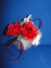 New Pin on Red Open Roses Corsage for Wedding, Prom, Mother's Day, Anniversary