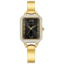 Citizen Silhouette Crystal Women's Eco-Drive Gold Jewelry Watch 23MM EM0982-54E