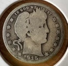 PRICE REDUCED 1915 US Silver LIBERTY Barber Quarter Dollar Coin w EAGLE