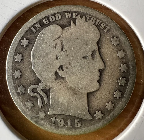 PRICE REDUCED 1915 US Silver LIBERTY Barber Quarter Dollar Coin w EAGLE