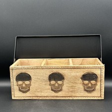 Three Compartment Wood Utensil Holder With Ca...