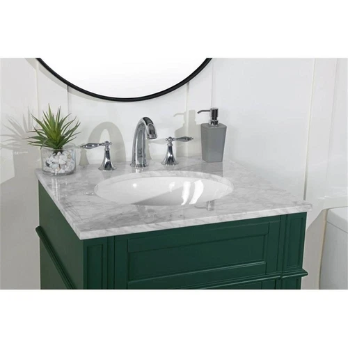 Elegant Decor Park Avenue 24" Metal MDF Marble Single Bathroom Vanity in Green - Picture 4 of 8