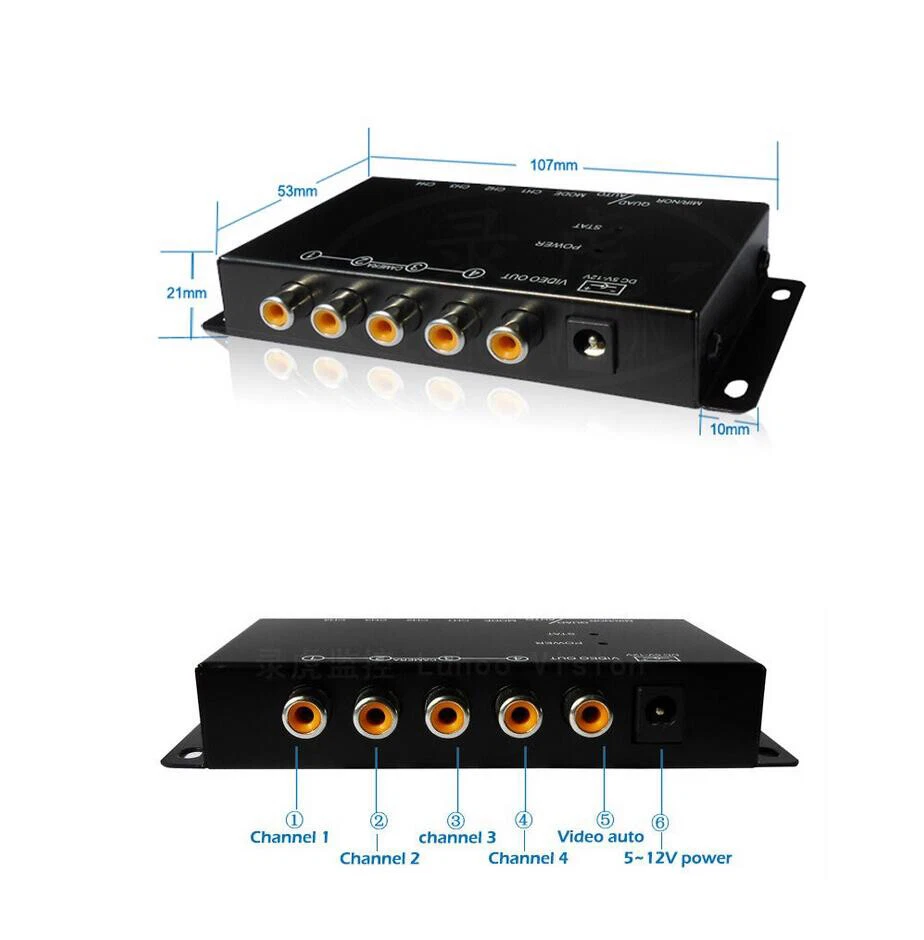 US Car 4 Way Parking Camera Split-Screen Converter Kits Video View 4Image Switch - Image 3 of 4