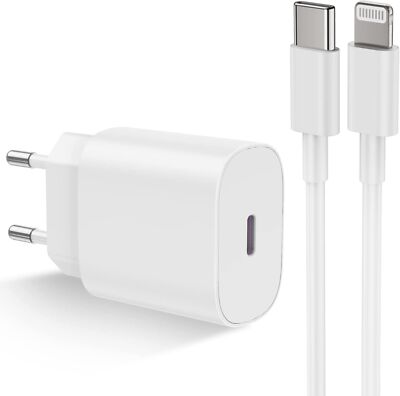 Schnell Ladegerät 18W USB-C Power Adapter mit Light-Datenladekabel 1M