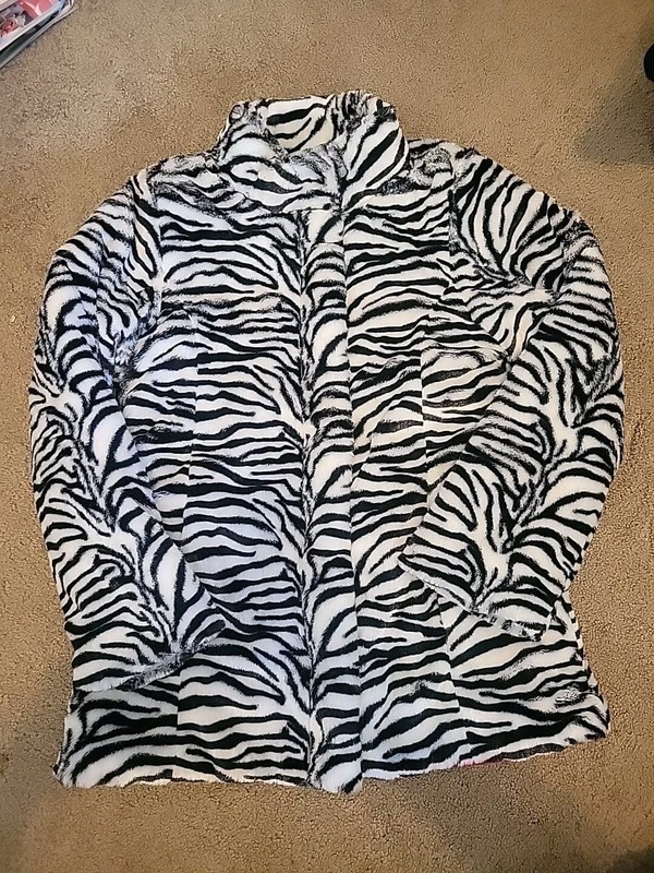 Girls Faux Fur Zebra Print Jacket by Amy Byer XL 16