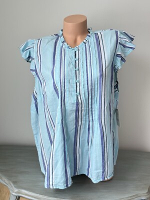 St. John's Bay Flutter Sleeve Top Sz 1X Classic Blouse Shirt Women High Neck