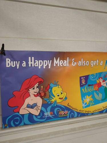 Vintage 1997 Disney Kleine Meerjungfrau CD-ROM Spielzeug Banner Schild Display Poster 20x60 - Bild 2 von 7